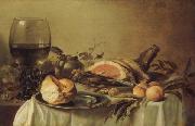 Pieter Claesz Breakfast with Ham painting